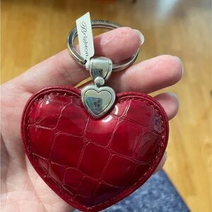 Brighton Red Quilted Heart Key Holder croc and love says love on the front new